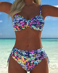 Elina | Bikini z cienkimi ramiączkami we wzory abstrakcyjne