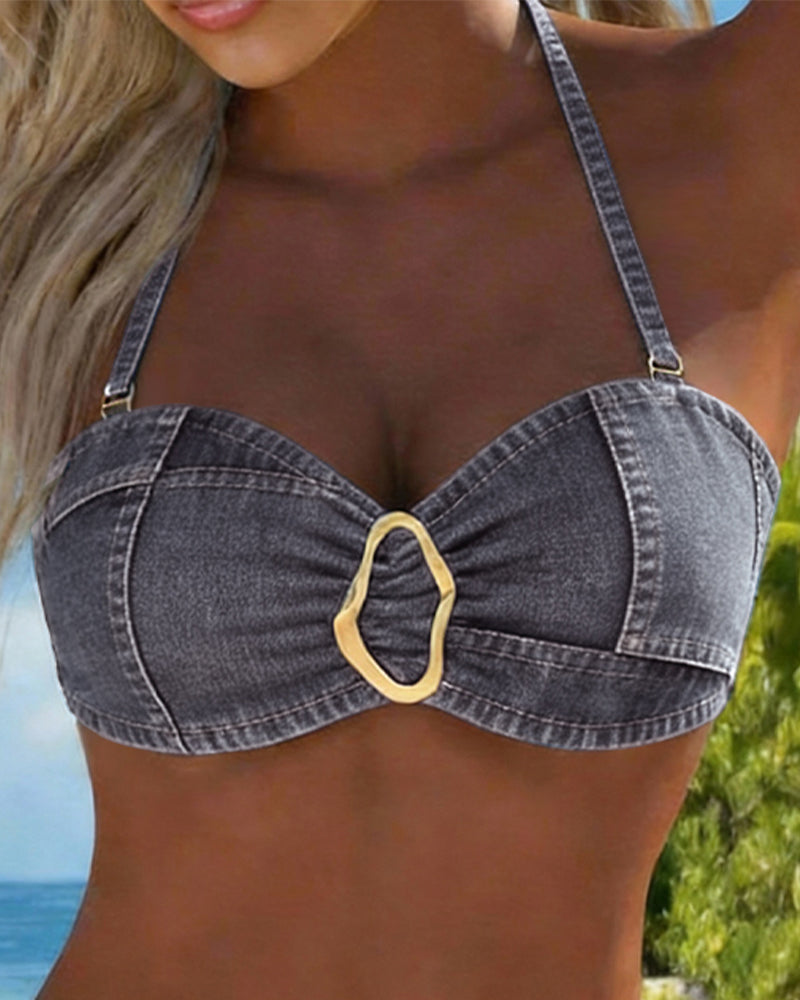 Patricia | Dwuczęściowe bikini z szelkami z metalową klamrą