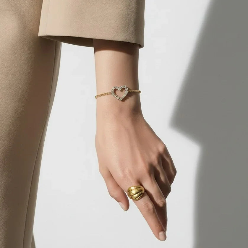 Złota bransoletka „Luv Diamond Heart”