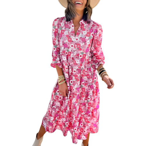 Carmel | Ponadczasowa luźna sukienka midi w stylu boho