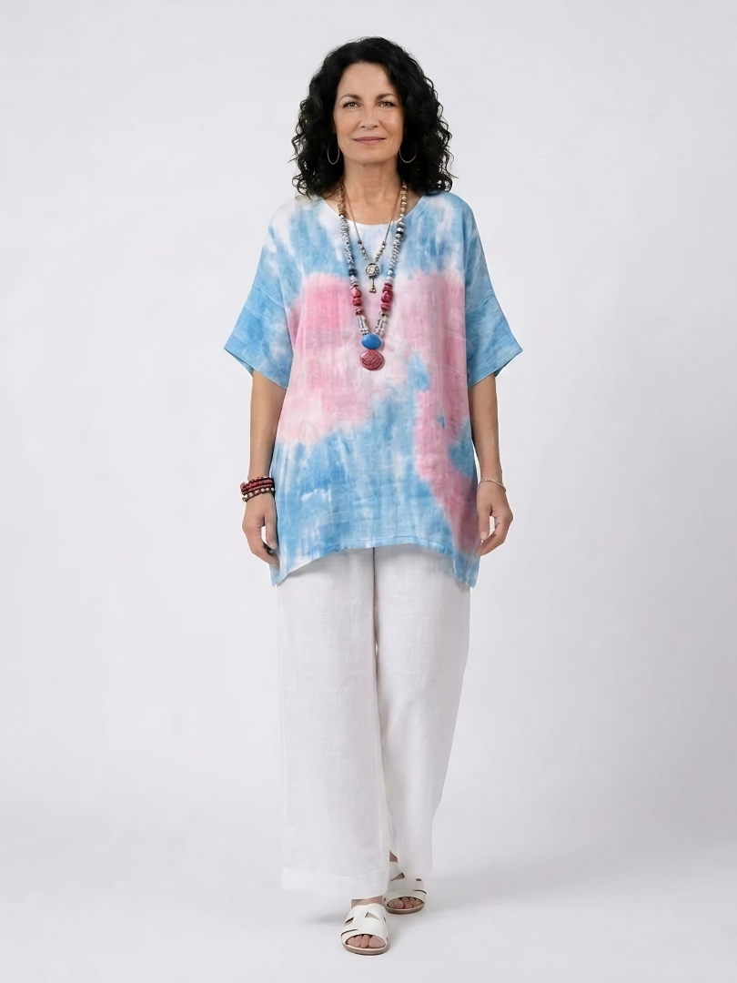 Vantrel | Comfortable Relaxed Linen Top & Striped Bamboo Pants