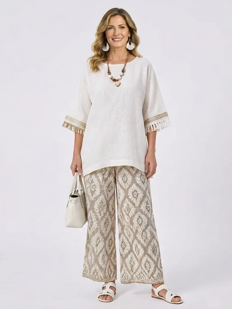Alverra | Elegancki top i zestaw casualowych spodni