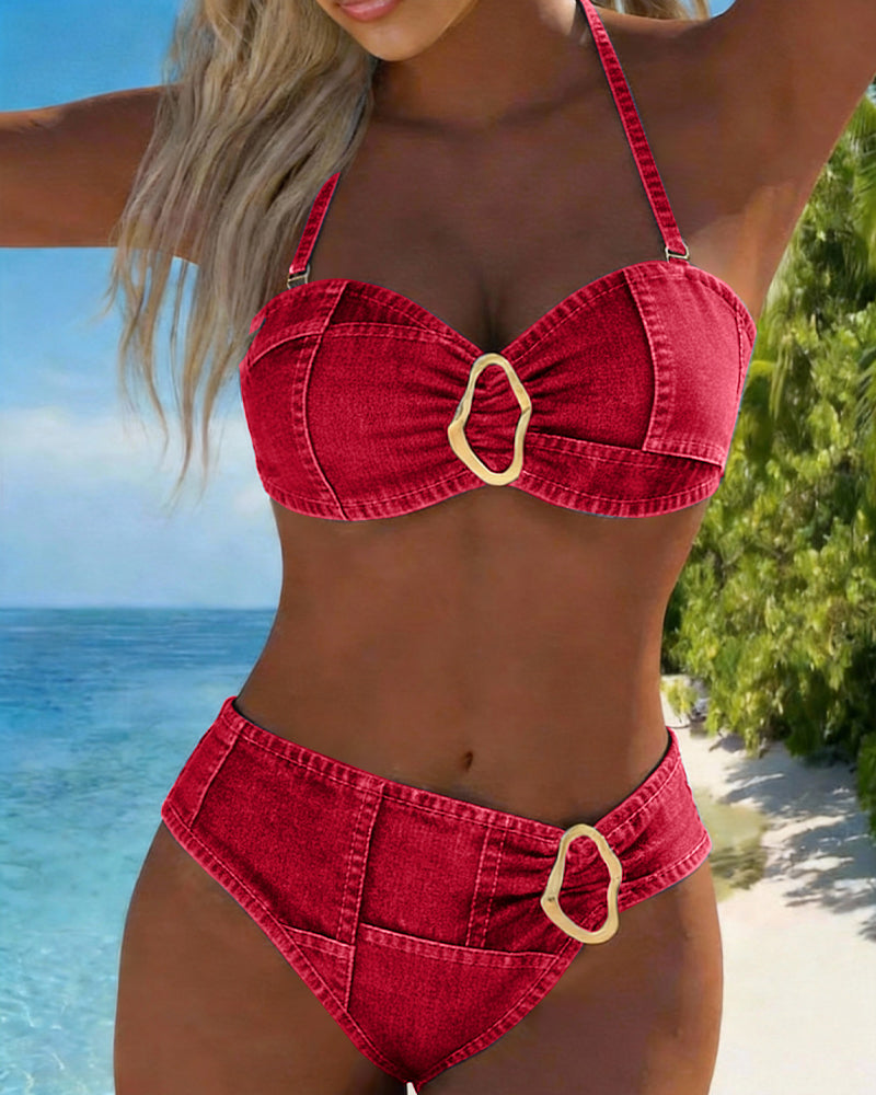 Patricia | Dwuczęściowe bikini z szelkami z metalową klamrą