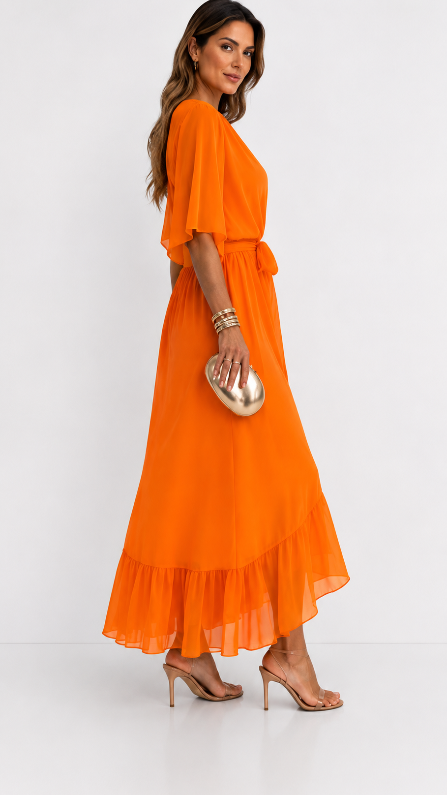 Eloise | Elegancka kopertowa sukienka maxi z szyfonu