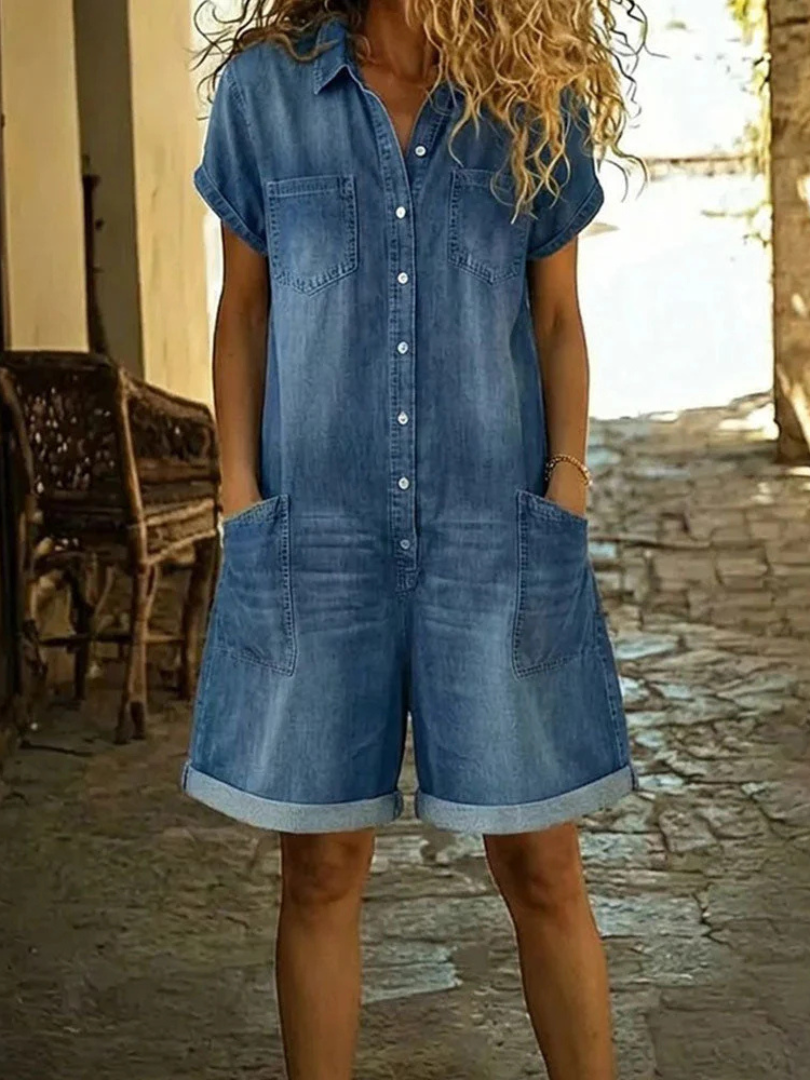 Laverne | Luźny letni krótki kombinezon