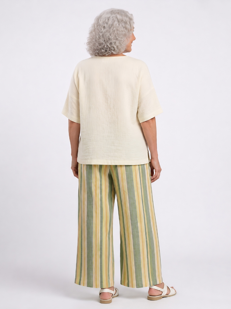 Ellowyn | Sophisticated Top & Striped Linen Pants