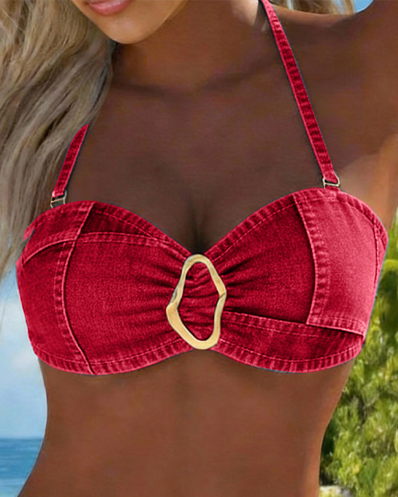 Patricia | Dwuczęściowe bikini z szelkami z metalową klamrą