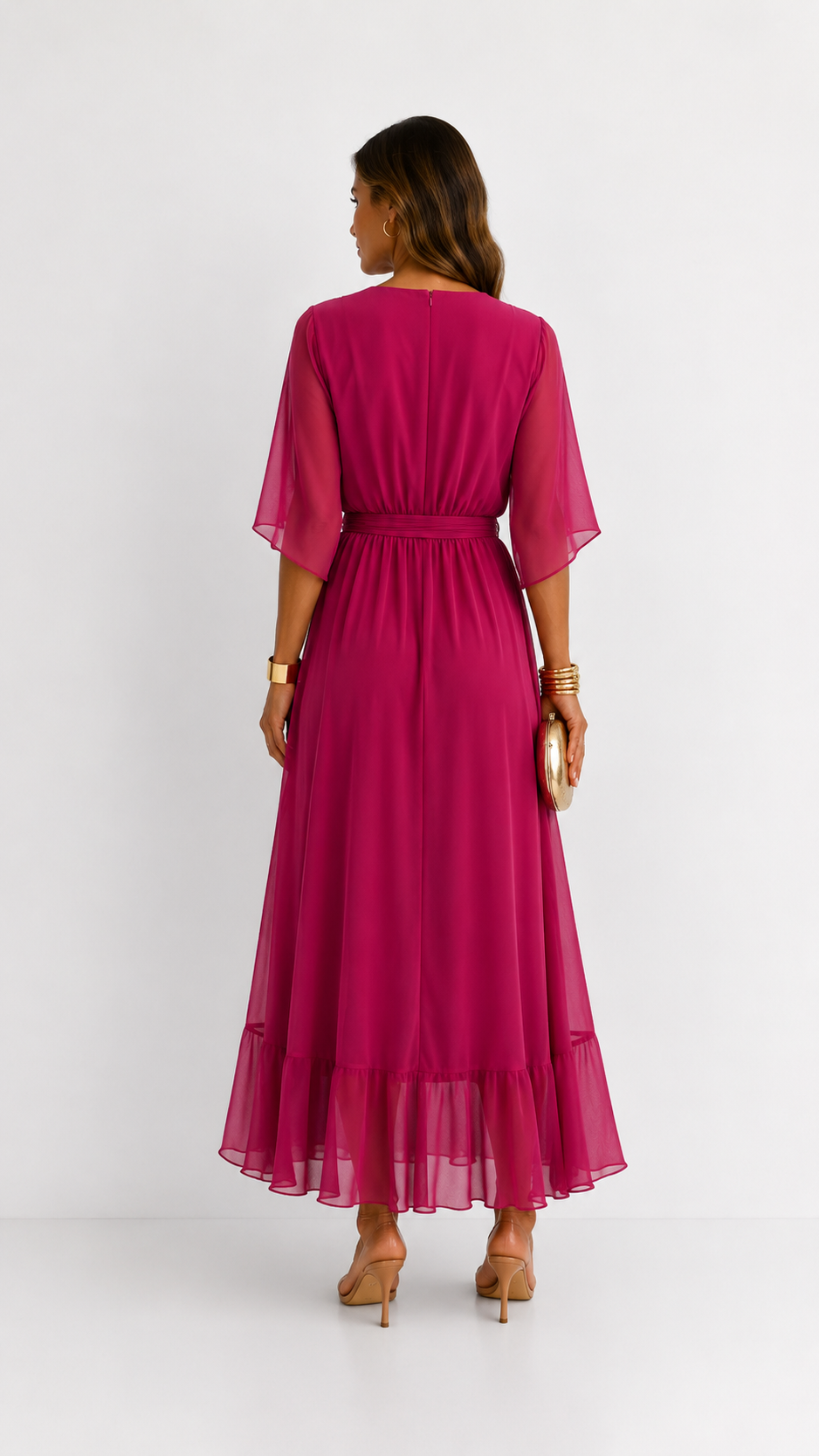 Eloise | Elegancka kopertowa sukienka maxi z szyfonu