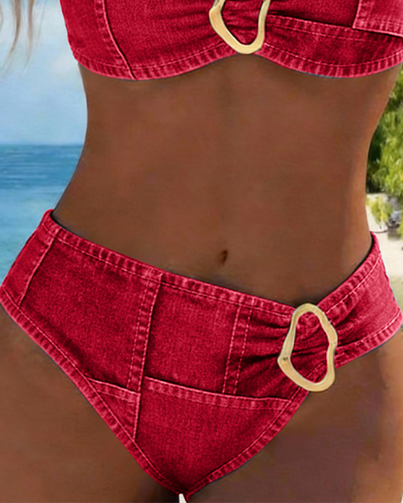 Patricia | Dwuczęściowe bikini z szelkami z metalową klamrą