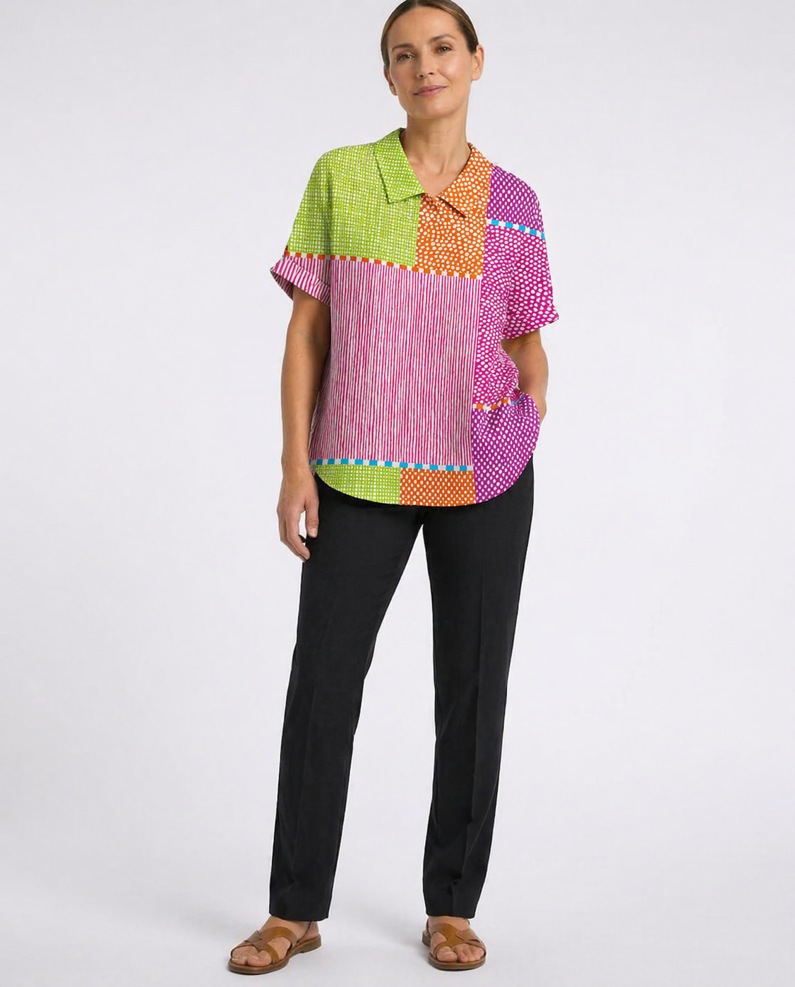 Zoe | Kolorowa koszula w patchwork
