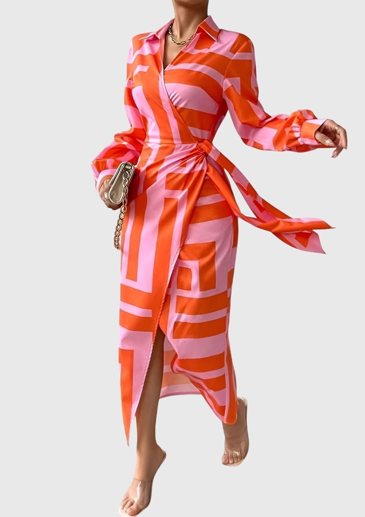 Everly | Elegancka kopertowa sukienka z nadrukiem