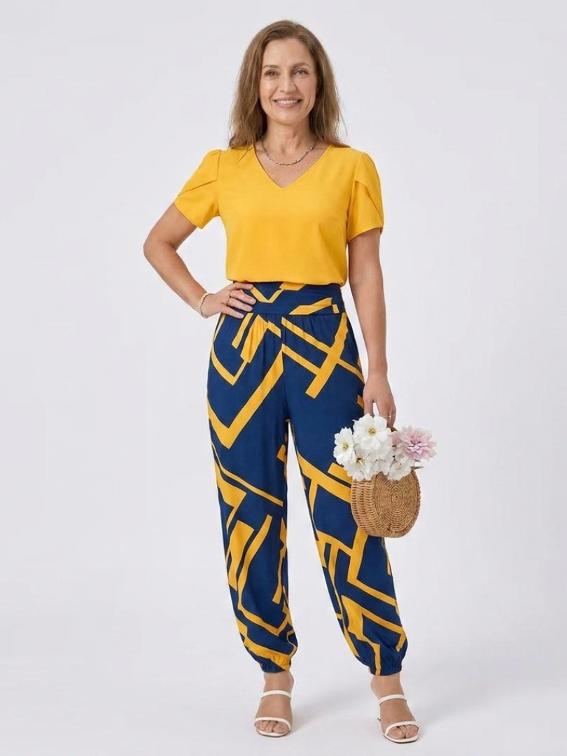 Jennifer | Stylowy komplet: bluzka i spodnie