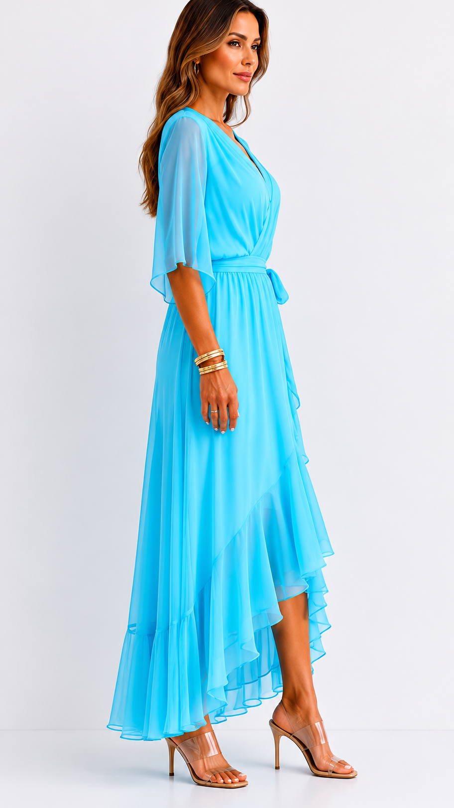Eloise | Elegancka kopertowa sukienka maxi z szyfonu