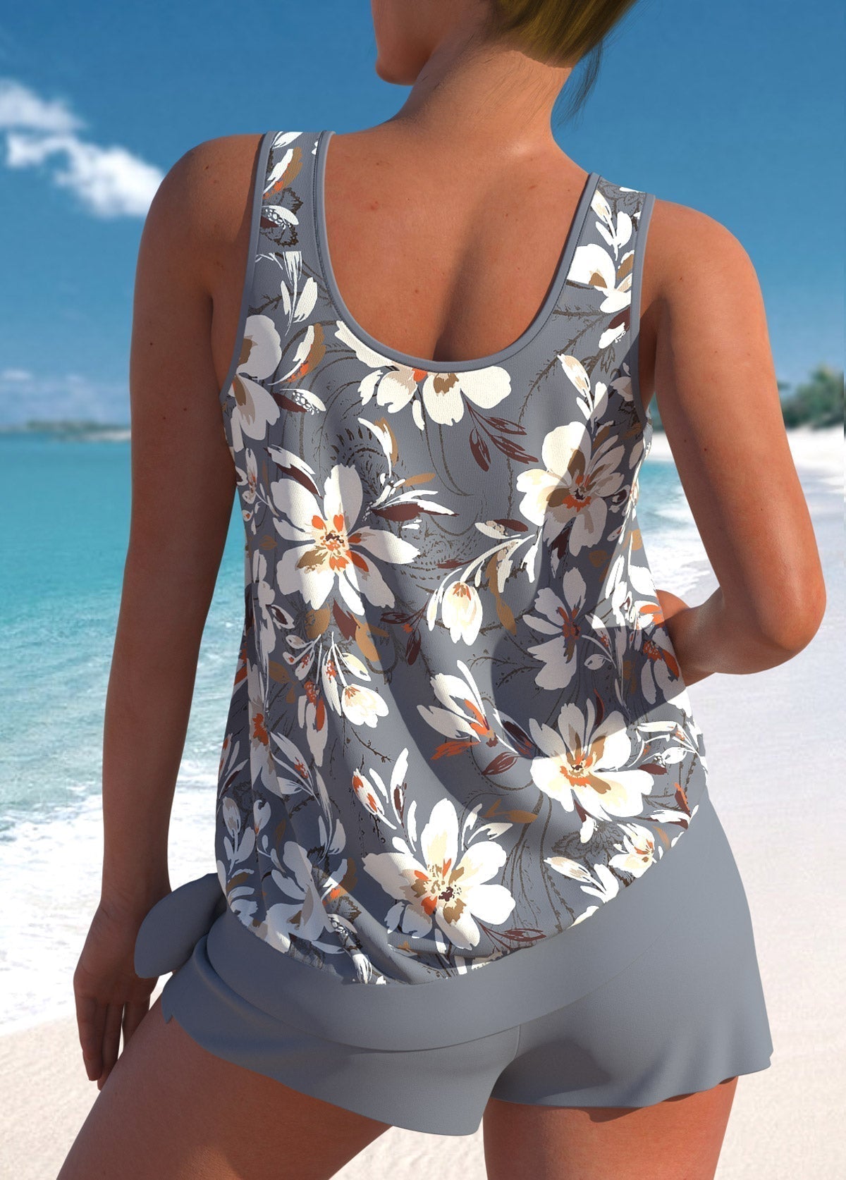 Helena | Elegancki damski komplet tankini w kwiaty