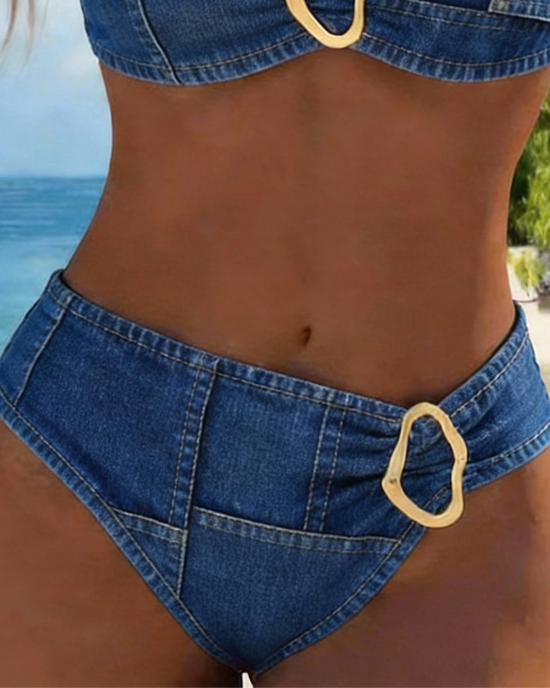 Patricia | Dwuczęściowe bikini z szelkami z metalową klamrą