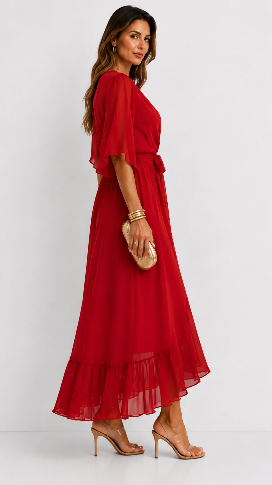 Eloise | Elegancka kopertowa sukienka maxi z szyfonu