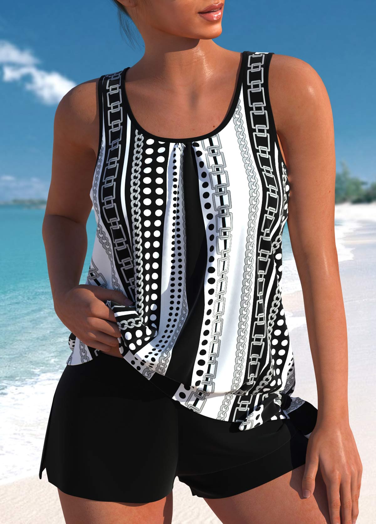 Helena | Elegancki damski komplet tankini w kwiaty