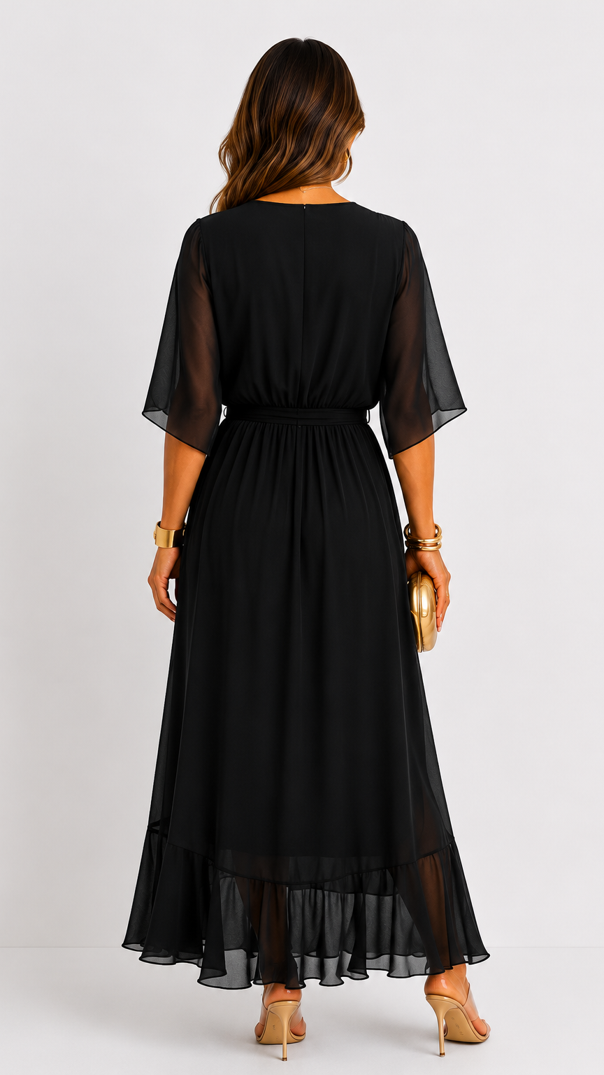 Eloise | Elegancka kopertowa sukienka maxi z szyfonu