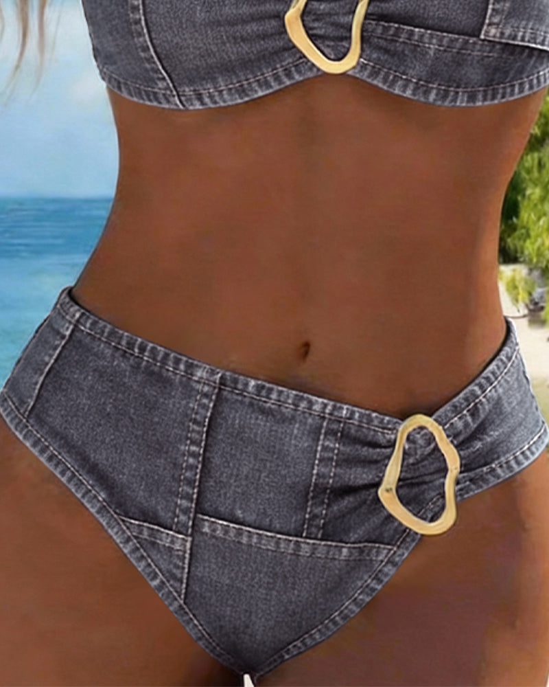 Patricia | Dwuczęściowe bikini z szelkami z metalową klamrą