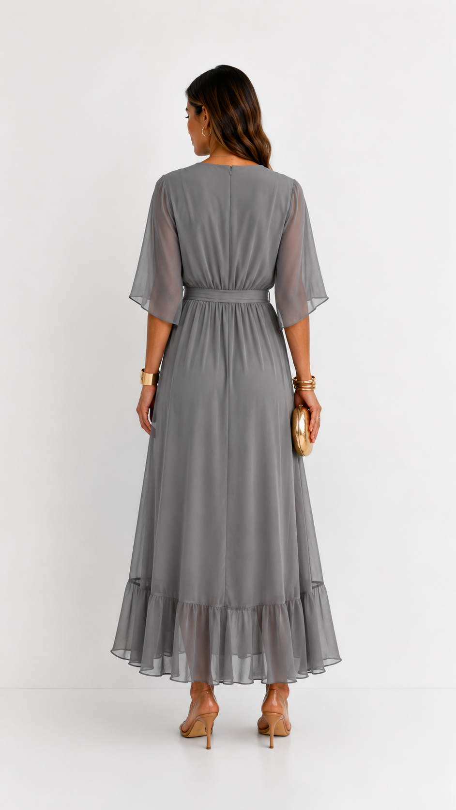 Eloise | Elegancka kopertowa sukienka maxi z szyfonu