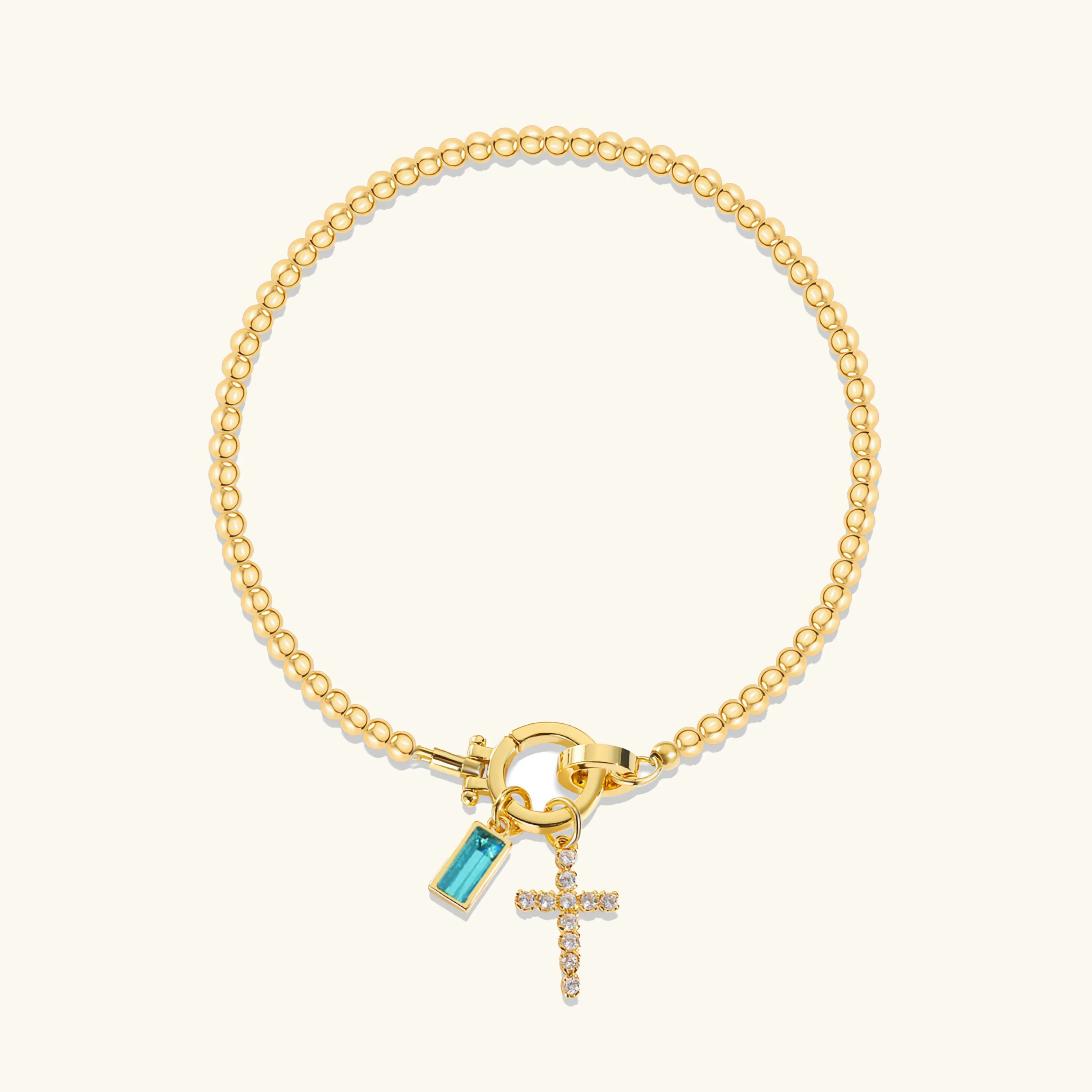 Bransoletka Amalia Birthstone z krzyżykiem