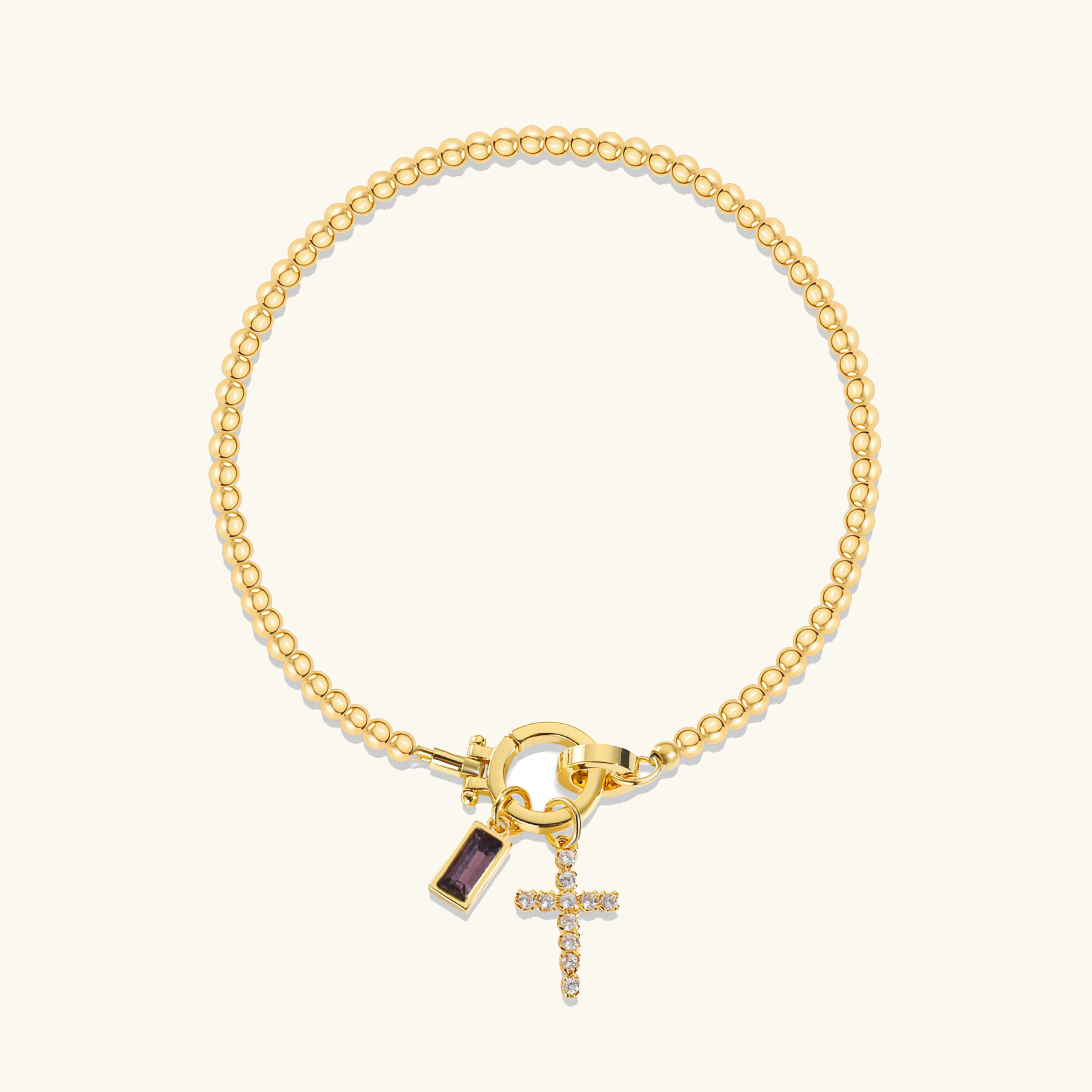 Bransoletka Amalia Birthstone z krzyżykiem