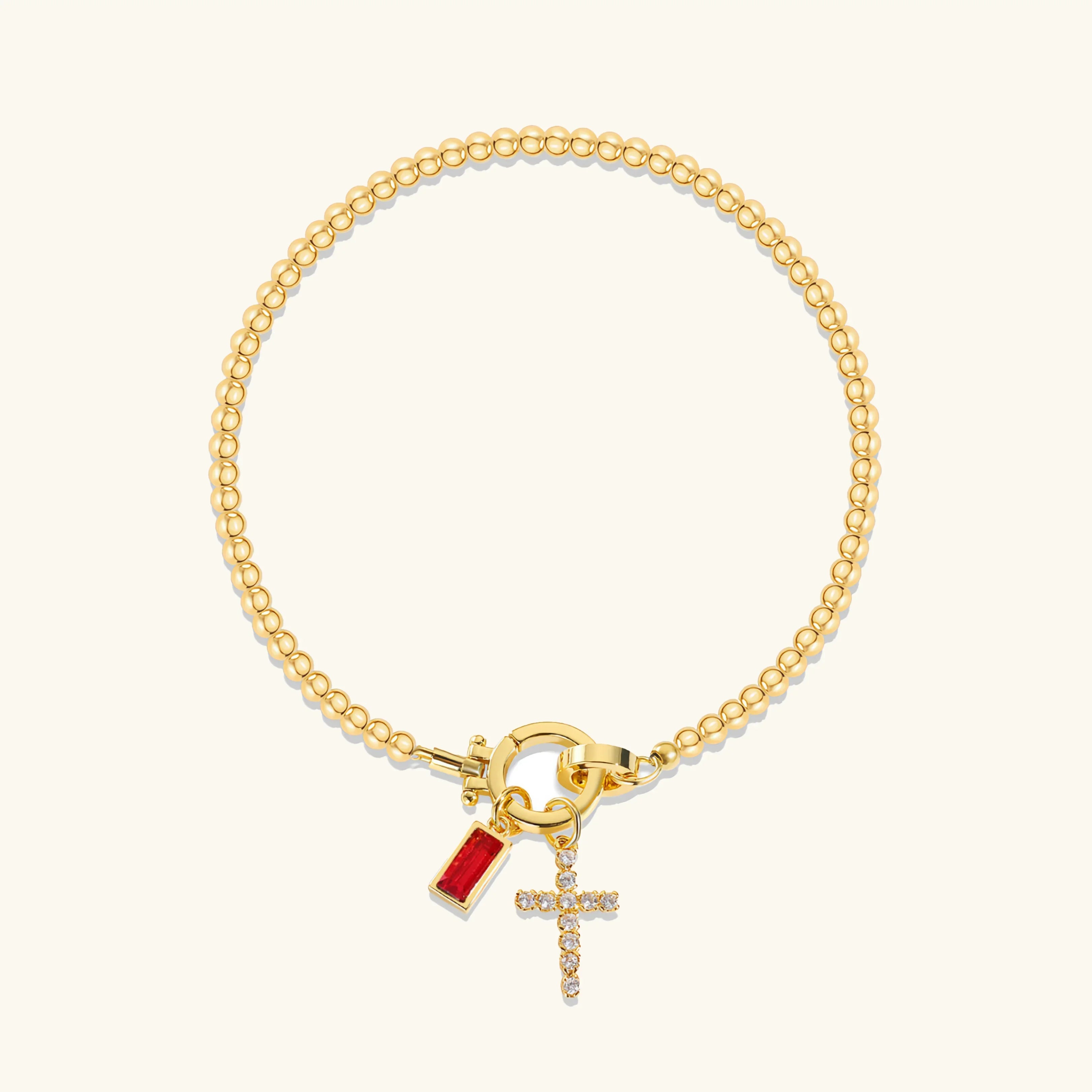 Bransoletka Amalia Birthstone z krzyżykiem