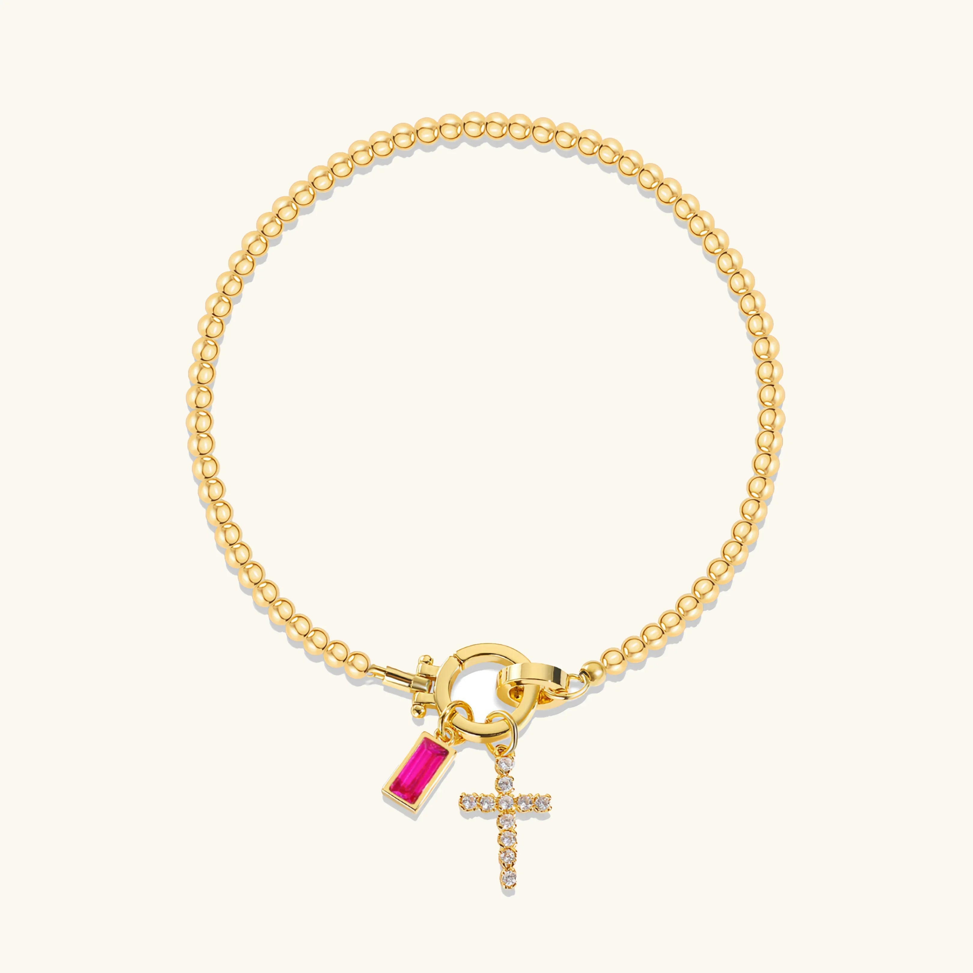 Bransoletka Amalia Birthstone z krzyżykiem