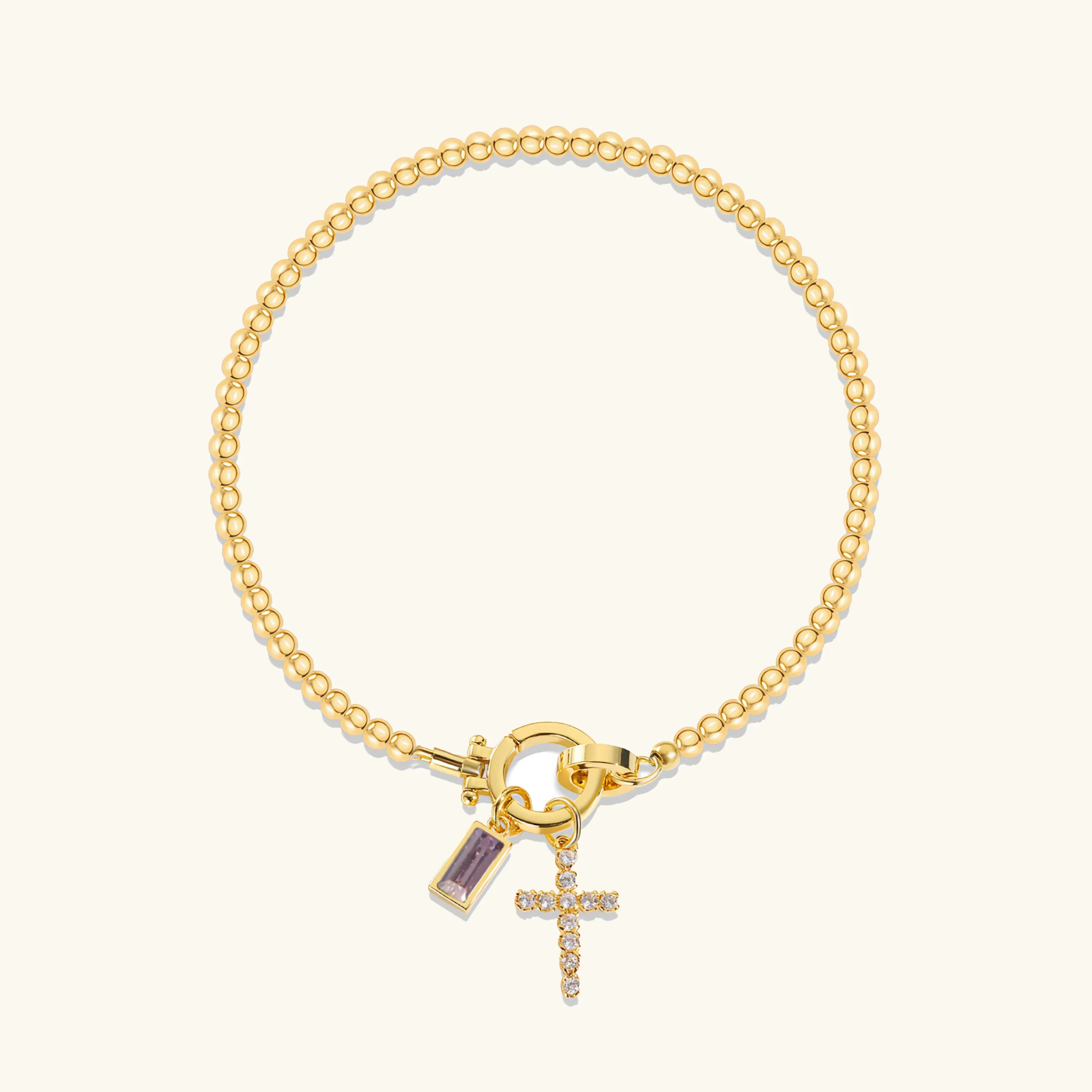 Bransoletka Amalia Birthstone z krzyżykiem