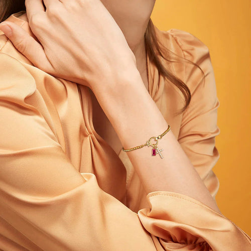 Bransoletka Amalia Birthstone z krzyżykiem