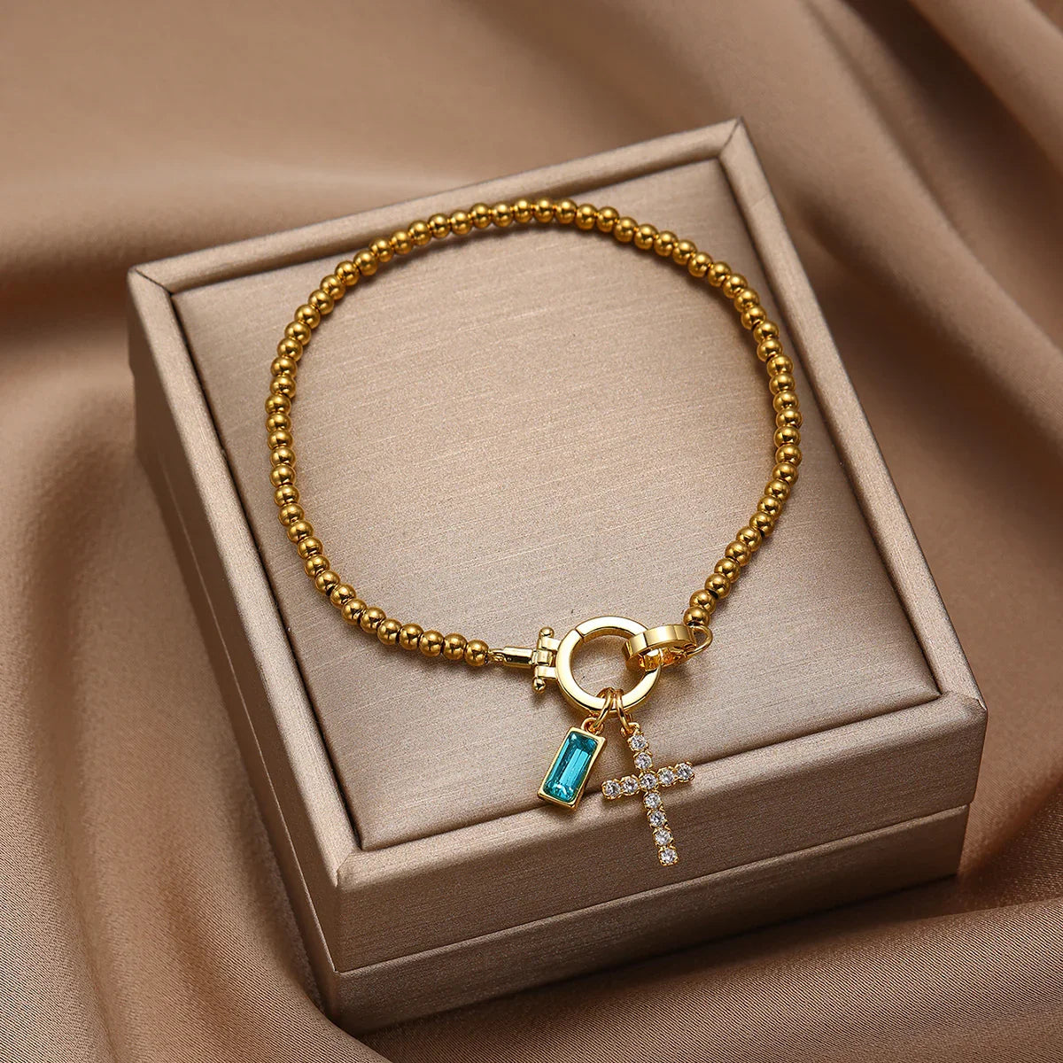 Bransoletka Amalia Birthstone z krzyżykiem