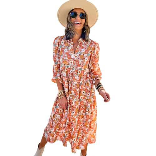 Carmel | Ponadczasowa luźna sukienka midi w stylu boho