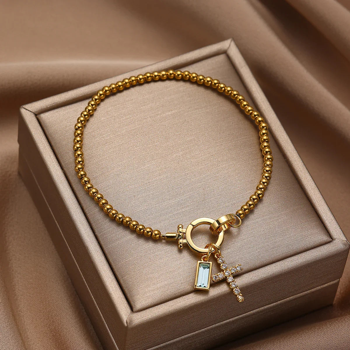 Bransoletka Amalia Birthstone z krzyżykiem