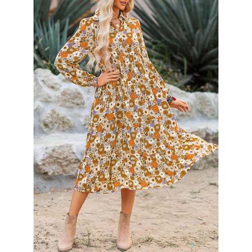 Carmel | Ponadczasowa luźna sukienka midi w stylu boho