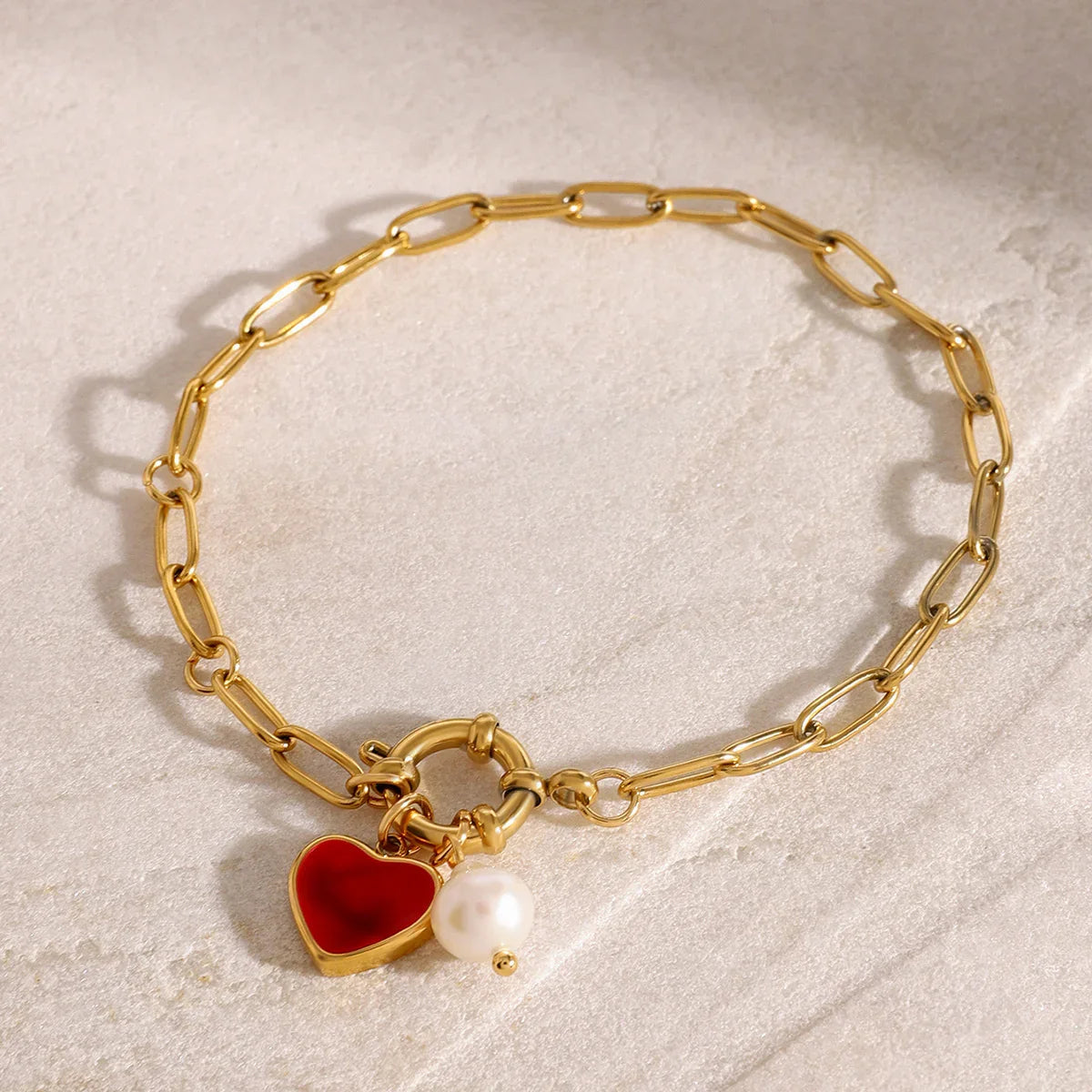 Perłowa bransoletka Nerissa Heart Chain