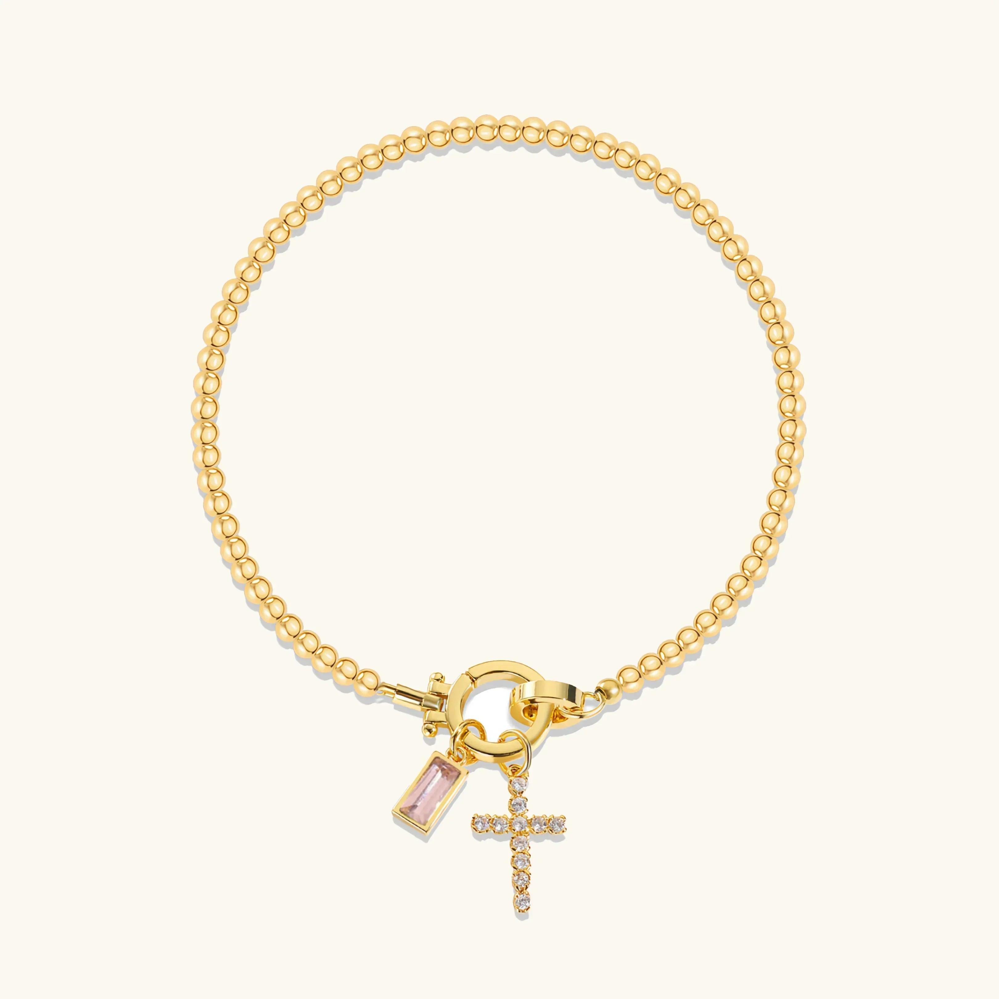 Bransoletka Amalia Birthstone z krzyżykiem
