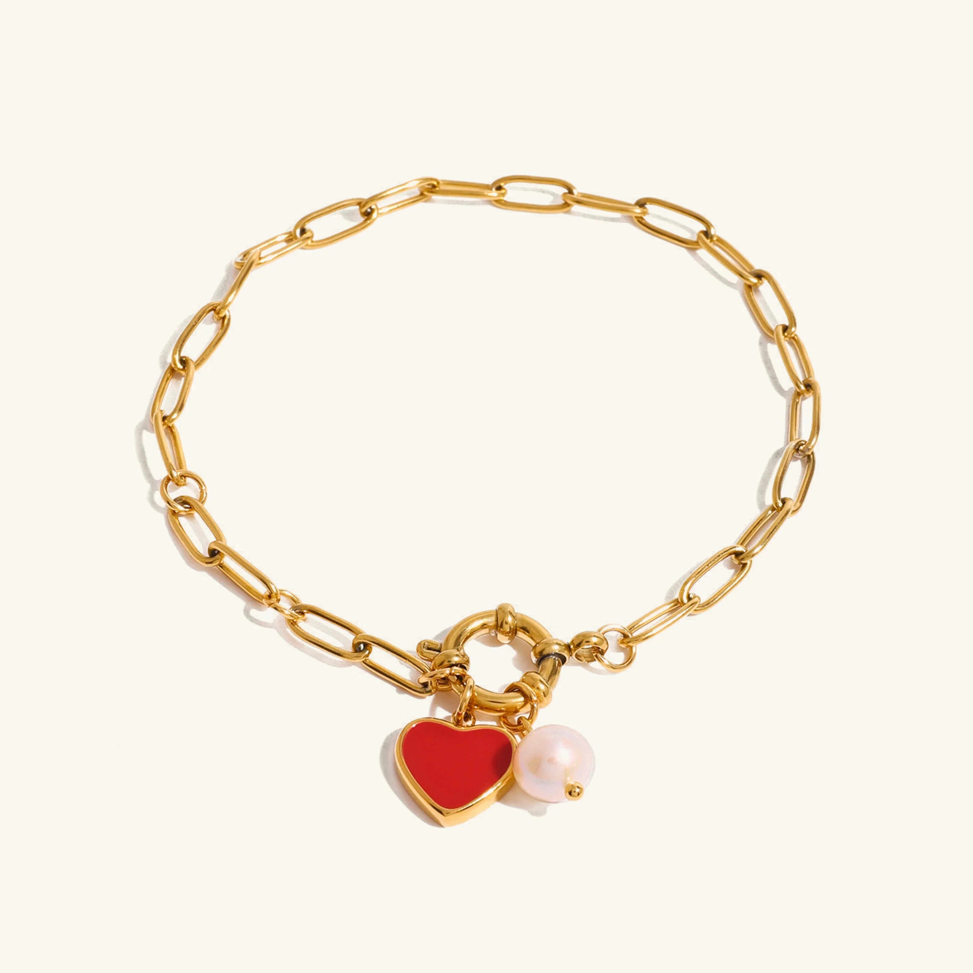 Perłowa bransoletka Nerissa Heart Chain