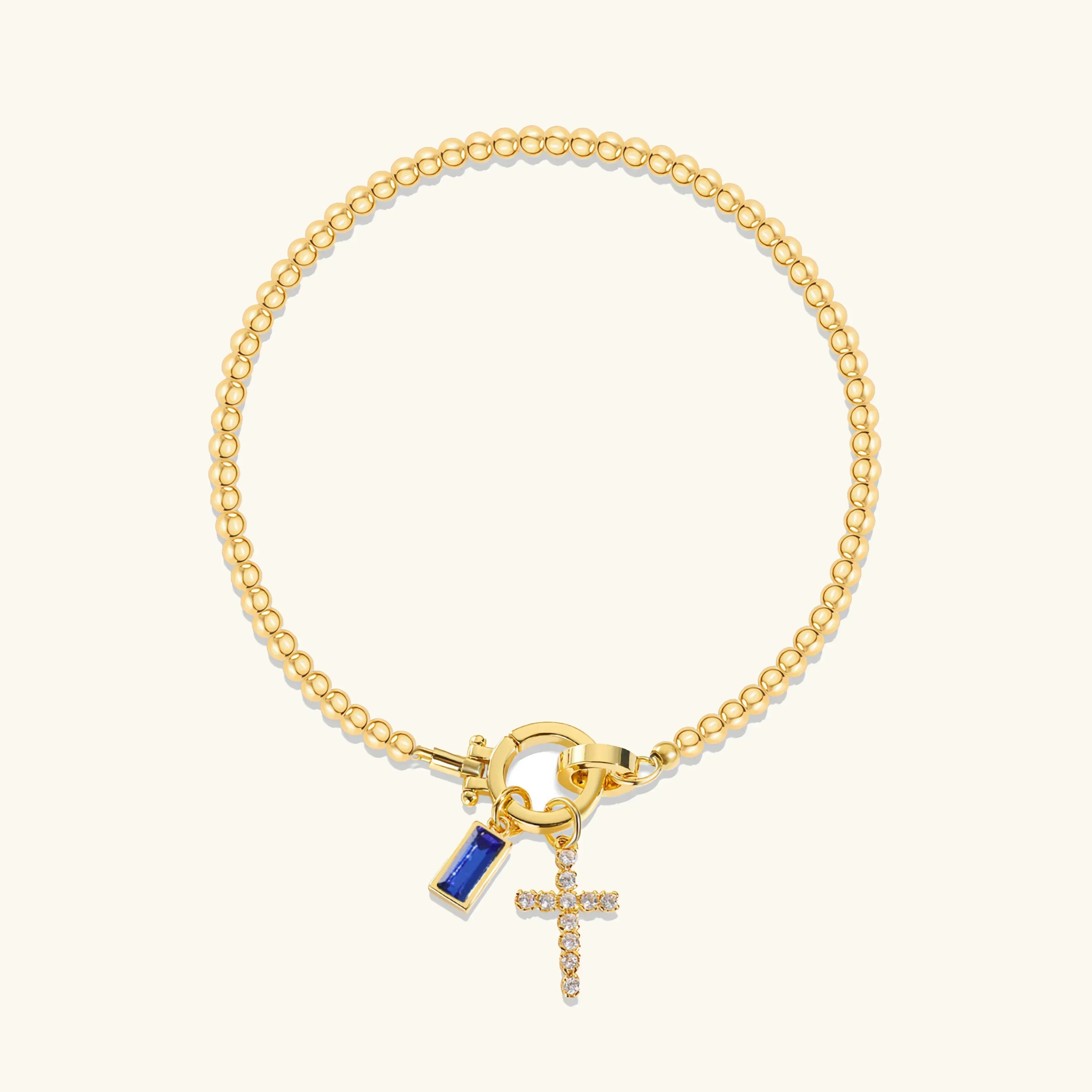 Bransoletka Amalia Birthstone z krzyżykiem