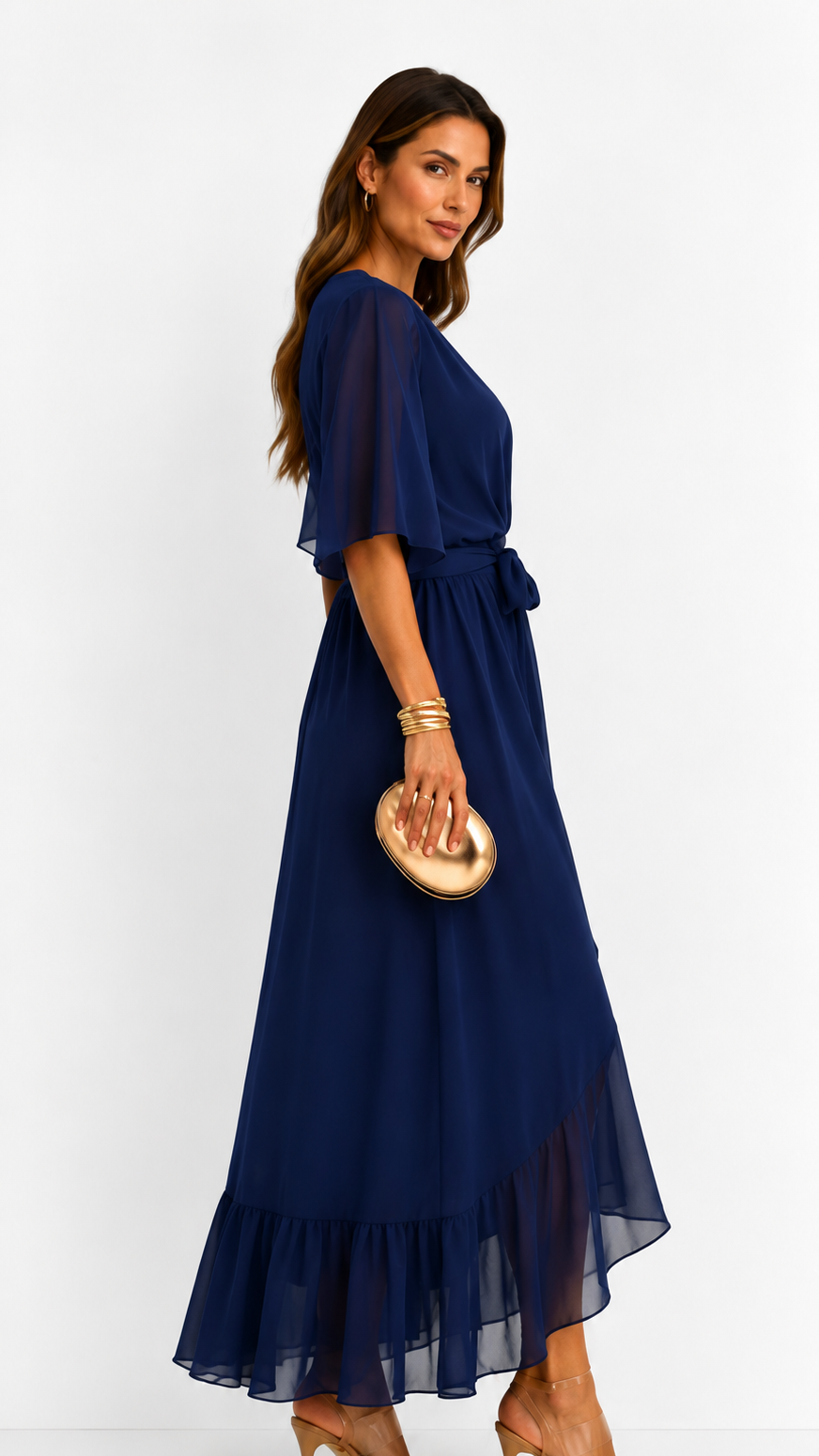 Eloise | Elegancka kopertowa sukienka maxi z szyfonu