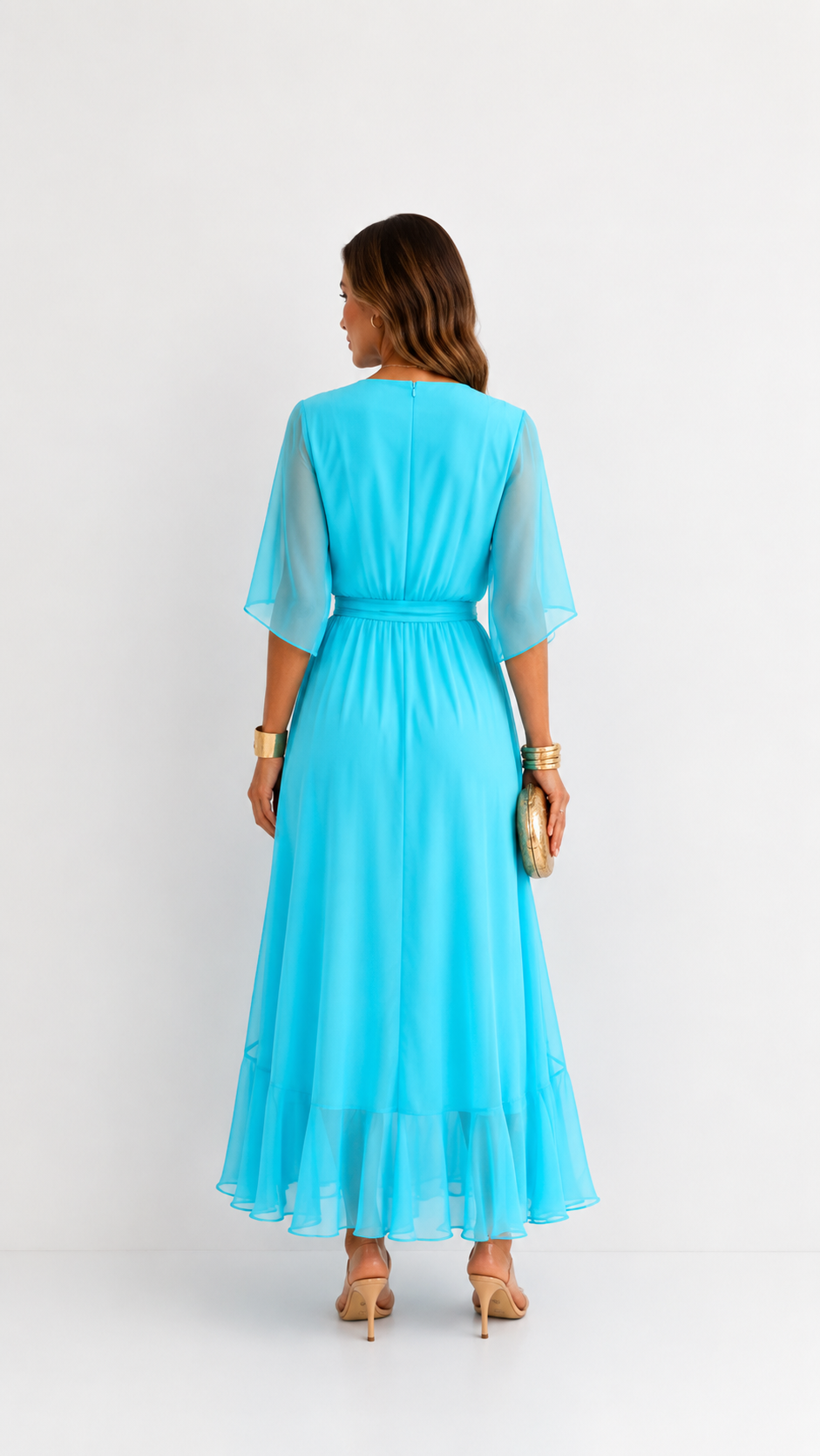 Eloise | Elegancka kopertowa sukienka maxi z szyfonu