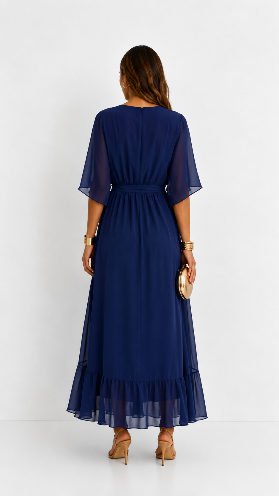 Eloise | Elegancka kopertowa sukienka maxi z szyfonu