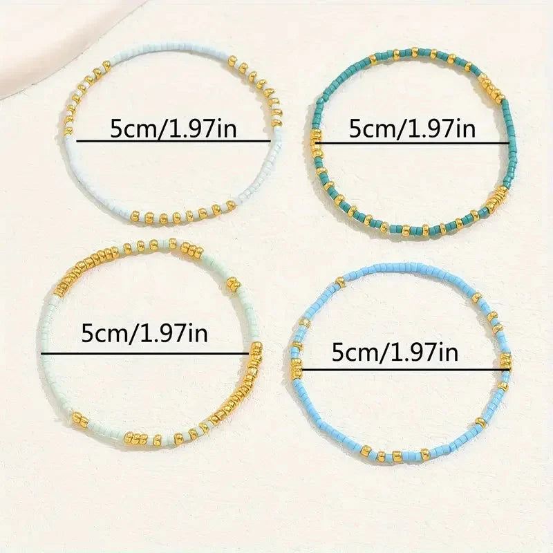 Elegancki zestaw bransoletek z turkusowymi koralikami w stylu boho