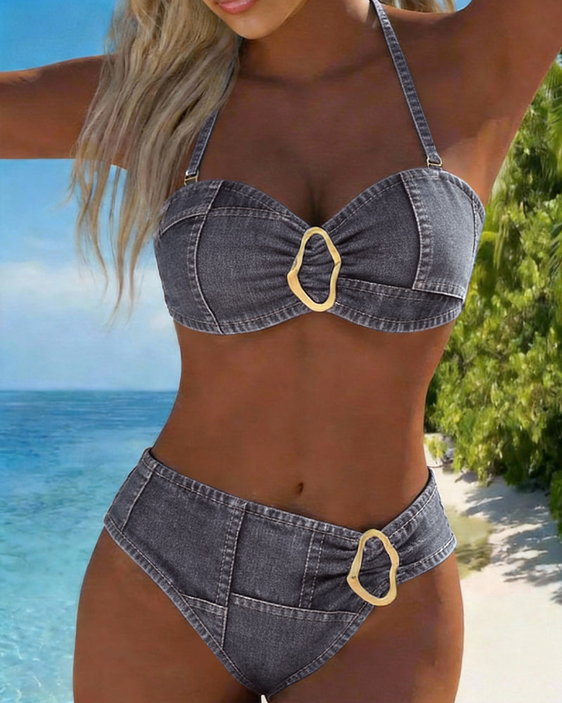 Patricia | Dwuczęściowe bikini z szelkami z metalową klamrą