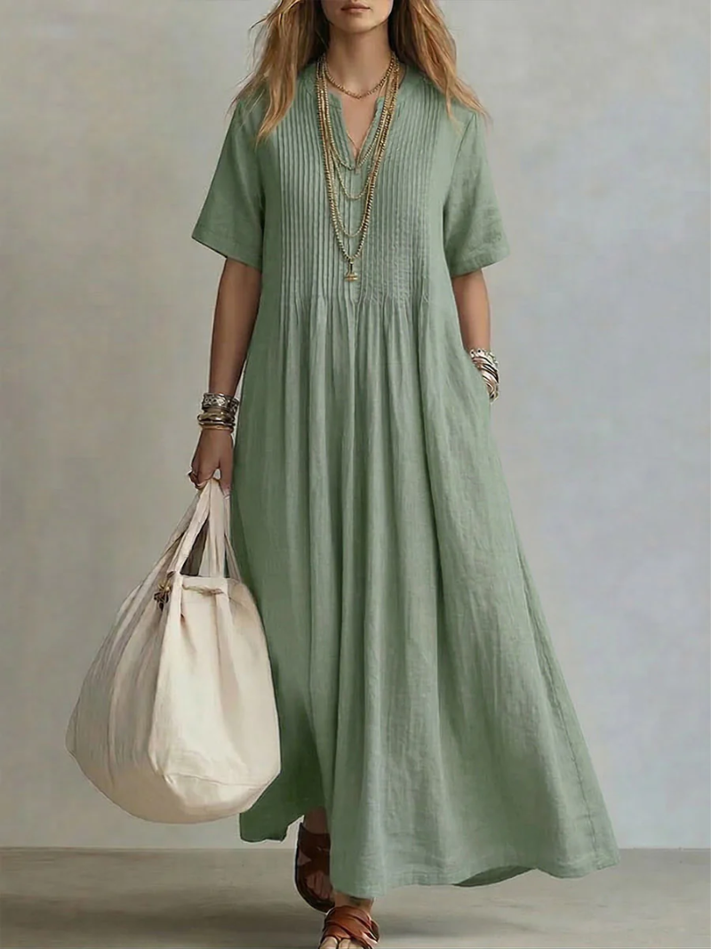 Natalia - Plisowana sukienka maxi
