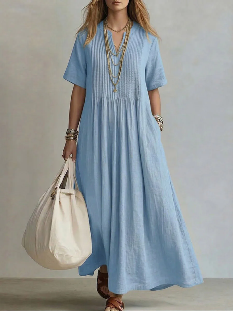 Natalia - Plisowana sukienka maxi