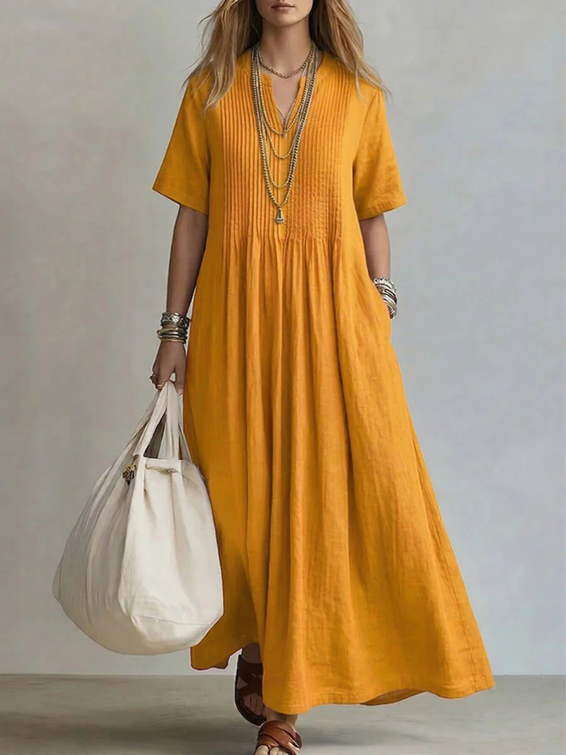 Natalia - Plisowana sukienka maxi