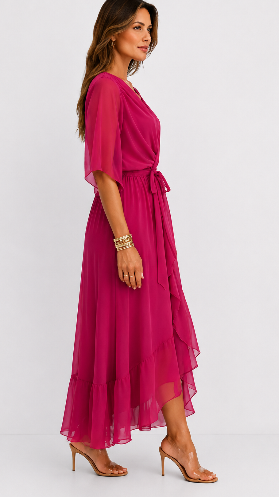Eloise | Elegancka kopertowa sukienka maxi z szyfonu