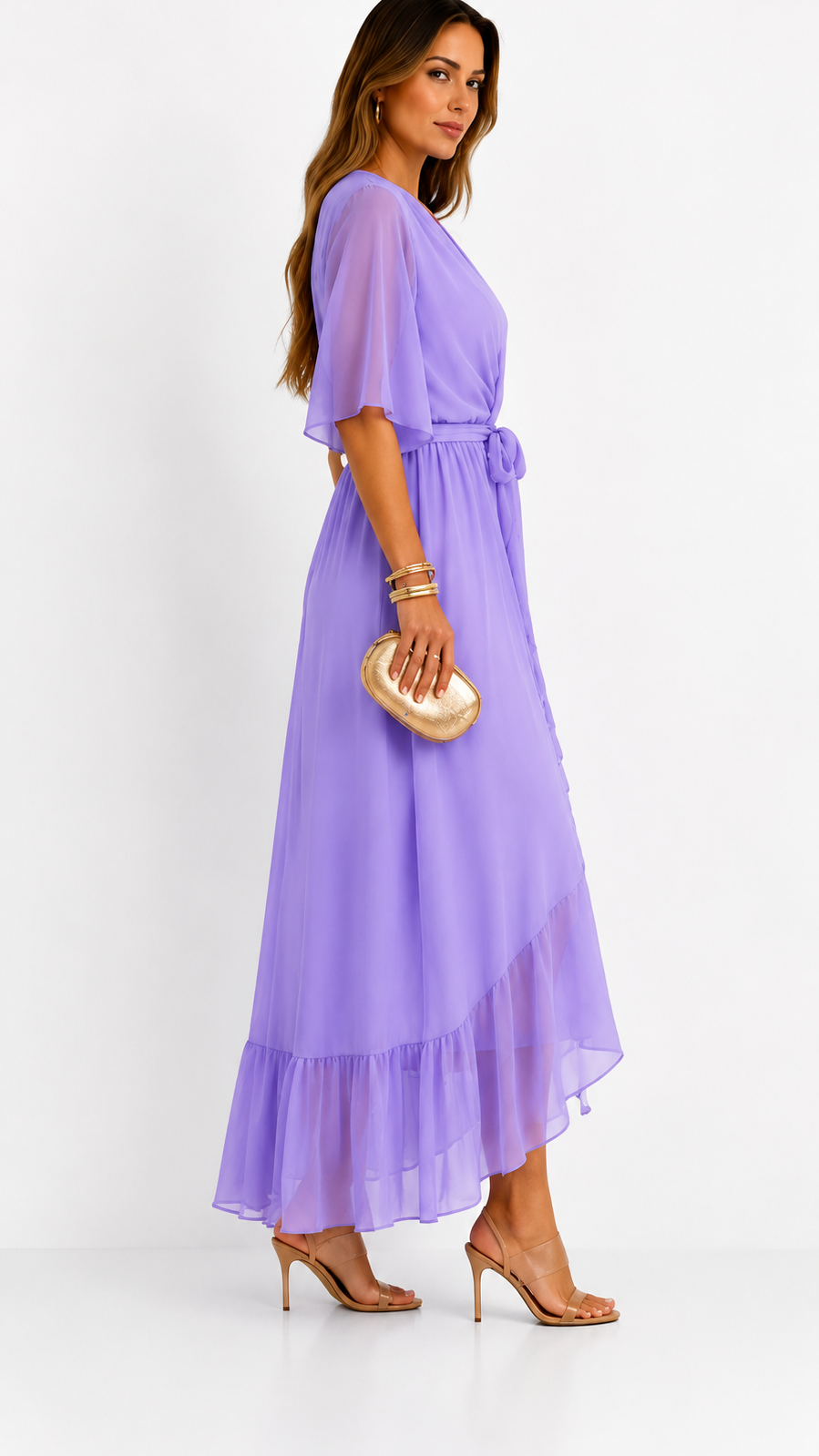 Eloise | Elegancka kopertowa sukienka maxi z szyfonu