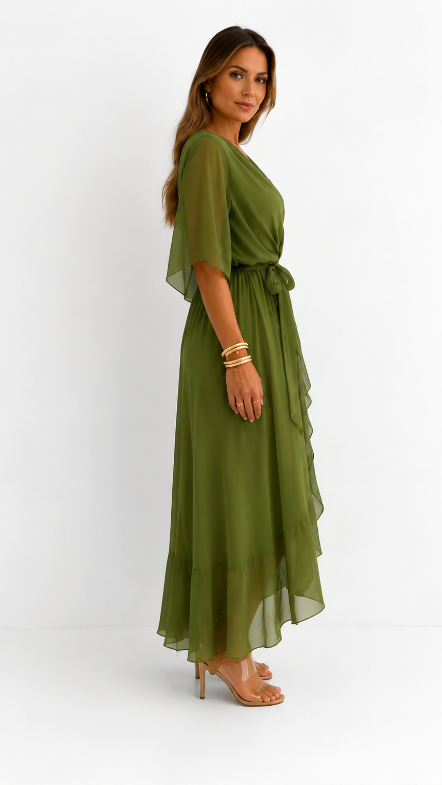 Eloise | Elegancka kopertowa sukienka maxi z szyfonu