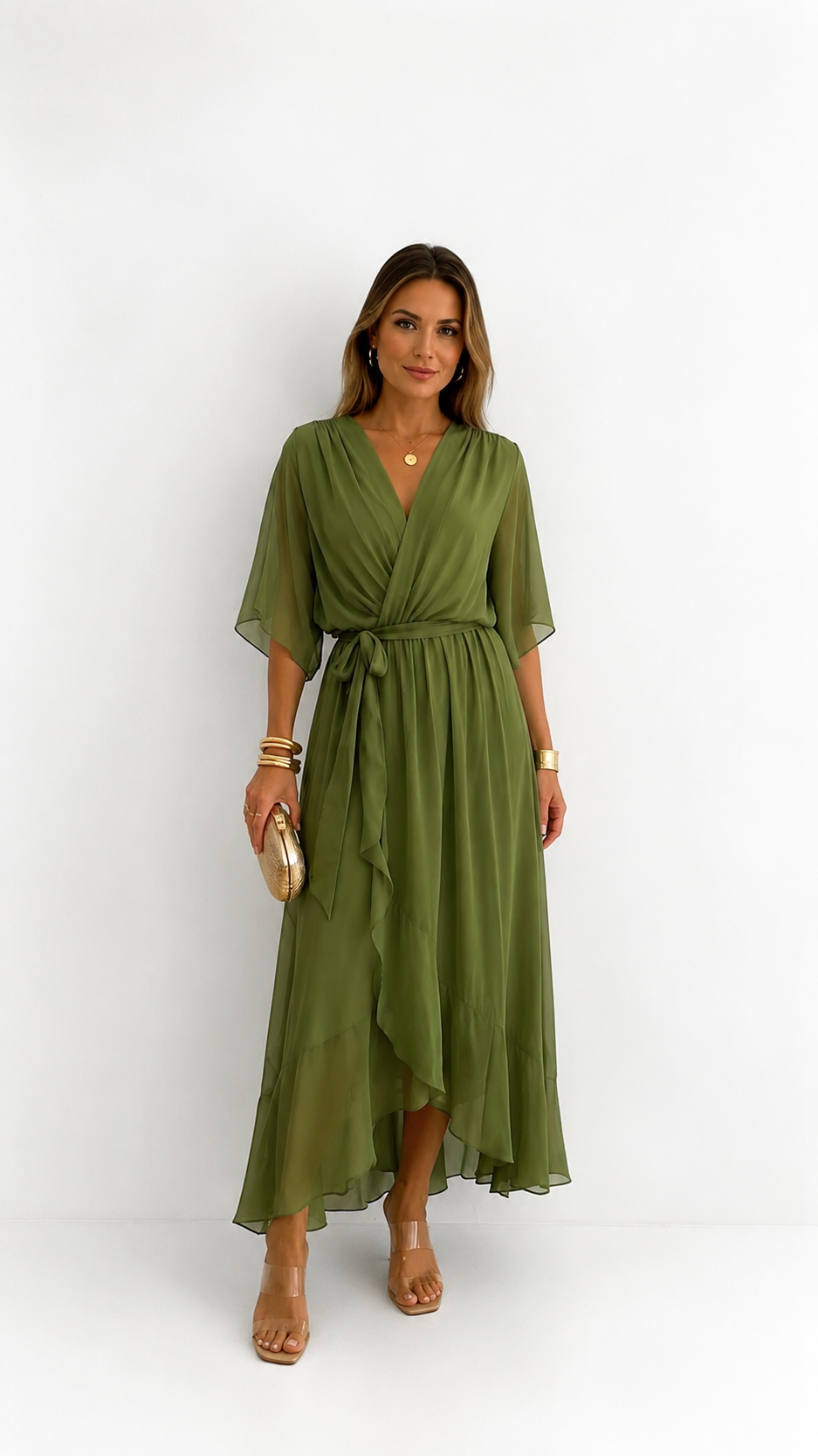 Eloise | Elegancka kopertowa sukienka maxi z szyfonu